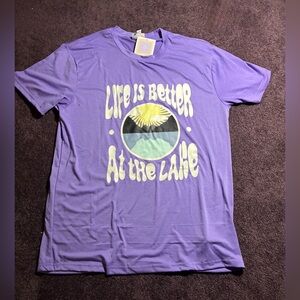 LuLaRoe Purple Lake Life Graphic Tee Womans Size Large NWT